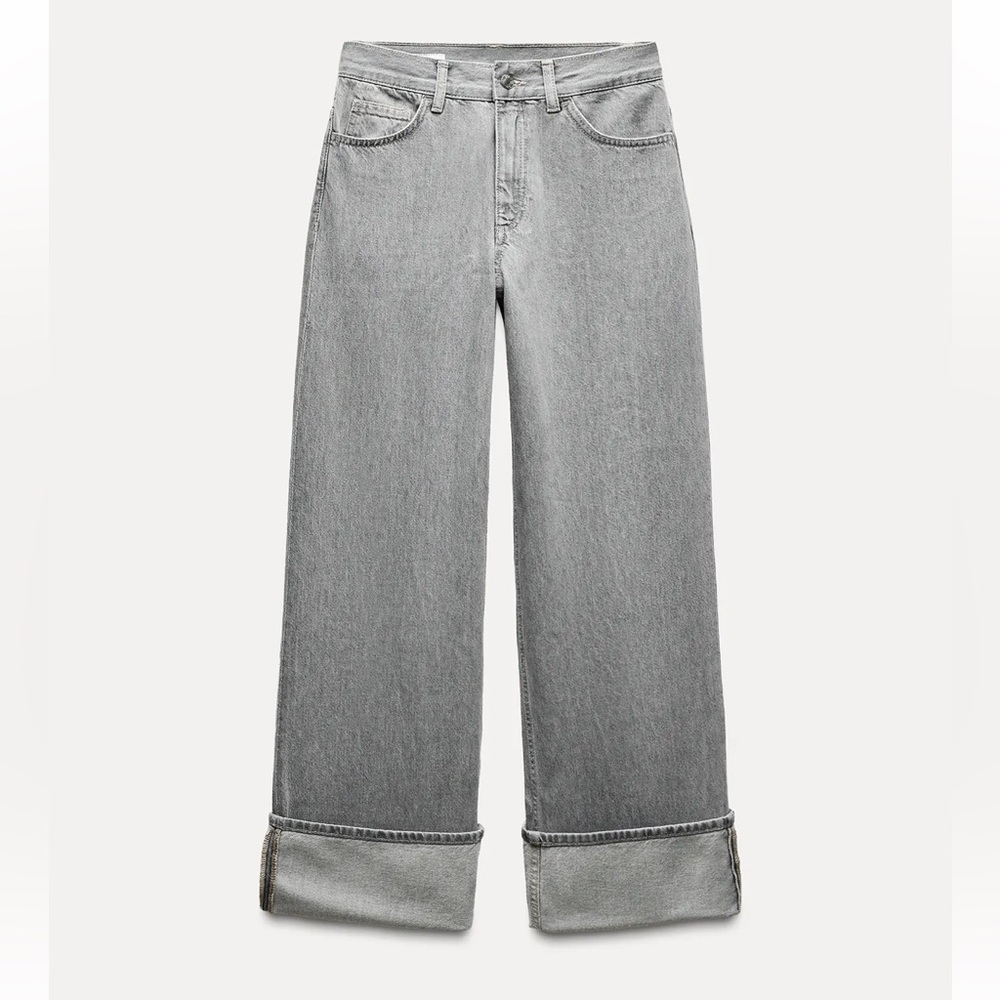 Zara TRF High Rise Wide Leg Belt Loop Jeans